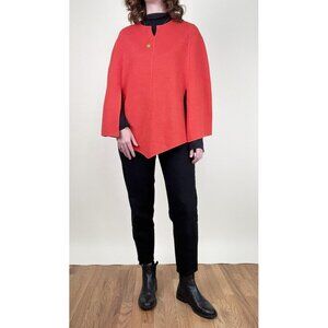 Vintage Wool Knit Cape Poncho Sweater Coat Shawl Jacket Fall Winter Scandi Girl